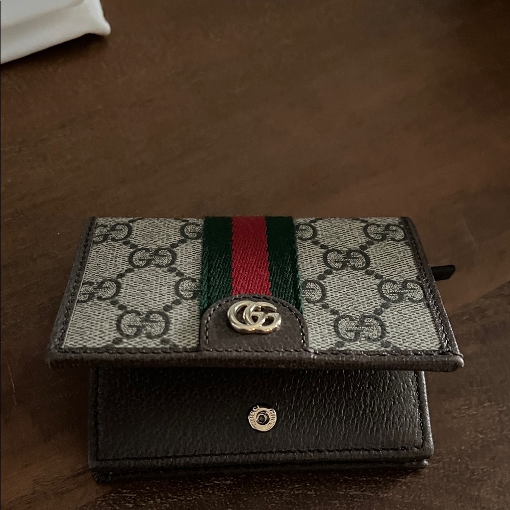 Authentic Gucci Ophidia Beige and Brown Wallet with Red and Green Stripe